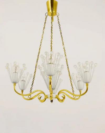Emil Stejnar Emil Stejnar Midcentury Brass Chandelier Rupert Nikoll Vienna Austria 1950s