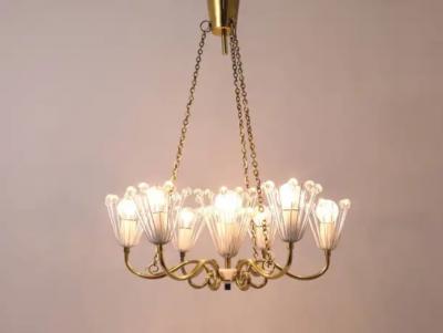 Emil Stejnar Emil Stejnar Midcentury Brass Chandelier Rupert Nikoll Vienna Austria 1950s