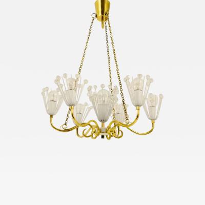 Emil Stejnar Emil Stejnar Midcentury Brass Chandelier Rupert Nikoll Vienna Austria 1950s