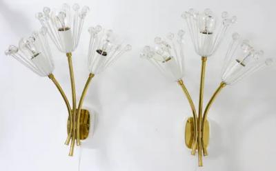 Emil Stejnar Emil Stejnar Pair Midcentury Brass Flower Sconces Rupert Nikoll Austria 1950s