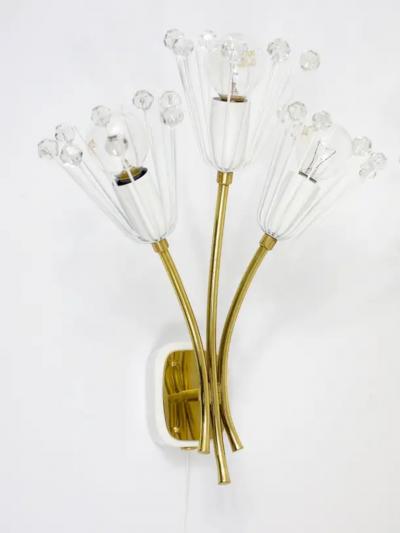 Emil Stejnar Emil Stejnar Pair Midcentury Brass Flower Sconces Rupert Nikoll Austria 1950s
