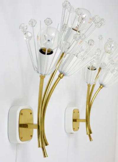 Emil Stejnar Emil Stejnar Pair Midcentury Brass Flower Sconces Rupert Nikoll Austria 1950s