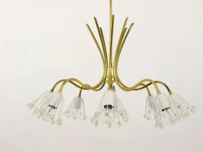 Emil Stejnar Floral Emil Stejnar Modernist Brass Chandelier Rupert Nikoll Austria 1950s