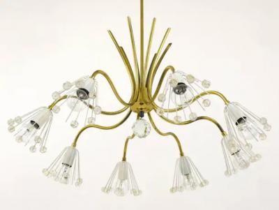 Emil Stejnar Floral Emil Stejnar Modernist Brass Chandelier Rupert Nikoll Austria 1950s