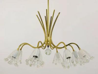 Emil Stejnar Floral Emil Stejnar Modernist Brass Chandelier Rupert Nikoll Austria 1950s