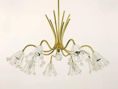 Emil Stejnar Floral Emil Stejnar Modernist Brass Chandelier Rupert Nikoll Austria 1950s