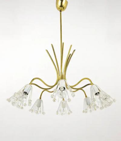 Emil Stejnar Floral Emil Stejnar Modernist Brass Chandelier Rupert Nikoll Austria 1950s