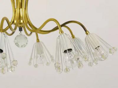 Emil Stejnar Floral Emil Stejnar Modernist Brass Chandelier Rupert Nikoll Austria 1950s