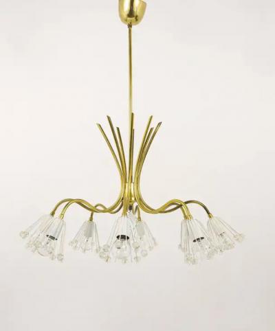 Emil Stejnar Floral Emil Stejnar Modernist Brass Chandelier Rupert Nikoll Austria 1950s