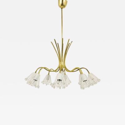 Emil Stejnar Floral Emil Stejnar Modernist Brass Chandelier Rupert Nikoll Austria 1950s