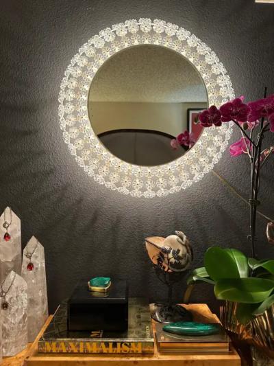 Emil Stejnar Floral Glass Illuminated Mirror