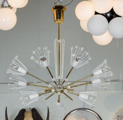 Emil Stejnar Floral Sputnik Chandelier in White Lacquer and Brass