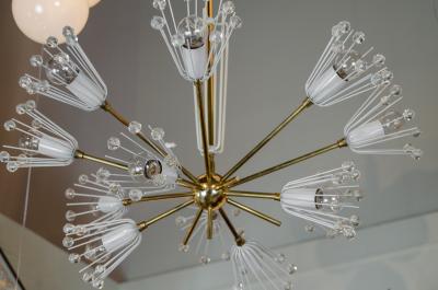 Emil Stejnar Floral Sputnik Chandelier in White Lacquer and Brass