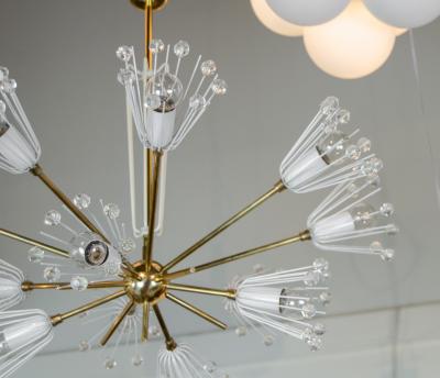 Emil Stejnar Floral Sputnik Chandelier in White Lacquer and Brass