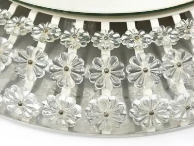 Emil Stejnar Huge Emil Stejnar Round Glass Blossoms Backlit Wall Mirror by Nikoll Austria