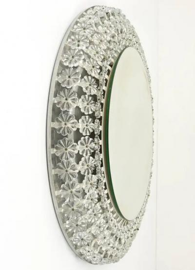 Emil Stejnar Huge Emil Stejnar Round Glass Blossoms Backlit Wall Mirror by Nikoll Austria