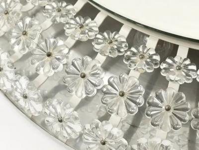 Emil Stejnar Huge Emil Stejnar Round Glass Blossoms Backlit Wall Mirror by Nikoll Austria