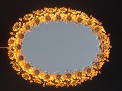 Emil Stejnar Illuminated Floral Crystal Mirror by Palwa