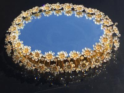 Emil Stejnar Illuminated Floral Crystal Mirror by Palwa