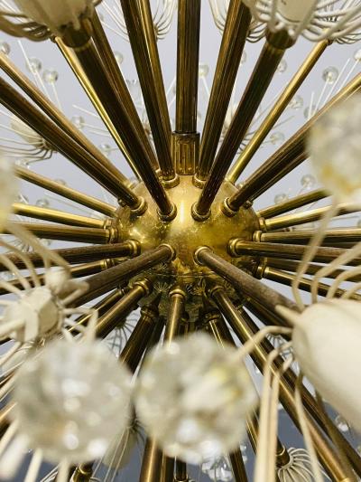 Emil Stejnar Large Snowflake Chandeliers Brass Glass Austria 1965