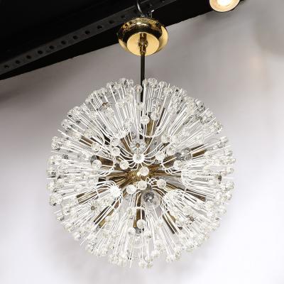 Emil Stejnar Mid Century Brass Crystal Sputnik Chandelier by Emil Stejnar for Rupert Nikoll