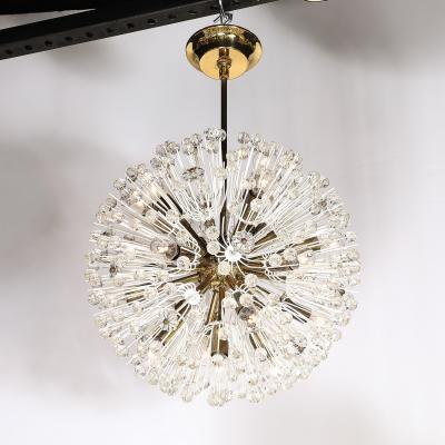 Emil Stejnar Mid Century Brass Crystal Sputnik Chandelier by Emil Stejnar for Rupert Nikoll