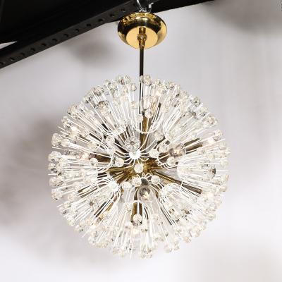 Emil Stejnar Mid Century Brass Crystal Sputnik Chandelier by Emil Stejnar for Rupert Nikoll