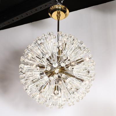 Emil Stejnar Mid Century Brass Crystal Sputnik Chandelier by Emil Stejnar for Rupert Nikoll