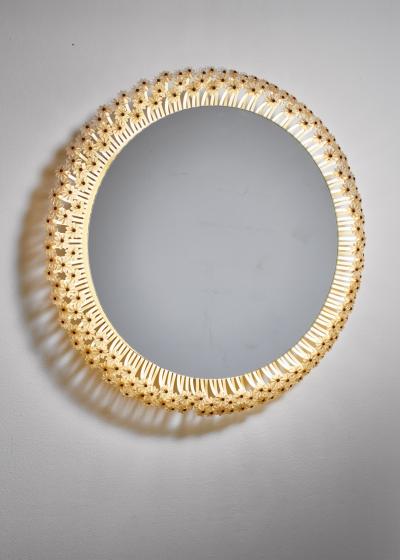 Emil Stejnar Round Backlit Mirror by Emil Stejnar for Rupert Nikoll Austria 1950s