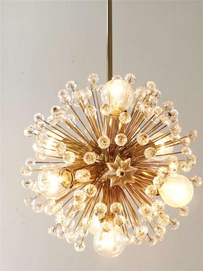 Emil Stejnar Two Emil Stejnar Gold Plated Blowball Sputnik Chandelier Austria 1970s