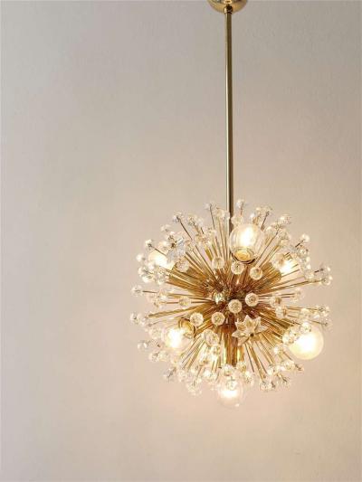 Emil Stejnar Two Emil Stejnar Gold Plated Blowball Sputnik Chandelier Austria 1970s