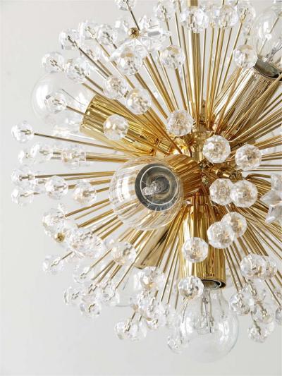 Emil Stejnar Two Emil Stejnar Gold Plated Blowball Sputnik Chandelier Austria 1970s