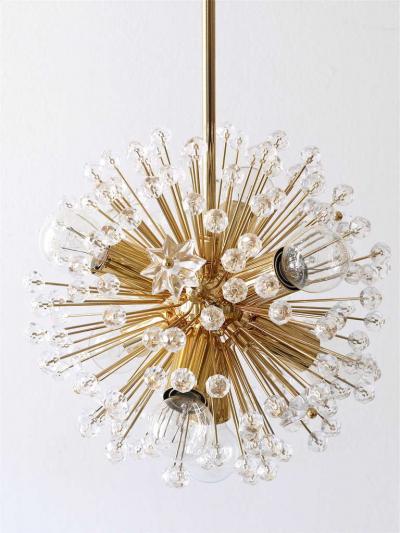 Emil Stejnar Two Emil Stejnar Gold Plated Blowball Sputnik Chandelier Austria 1970s