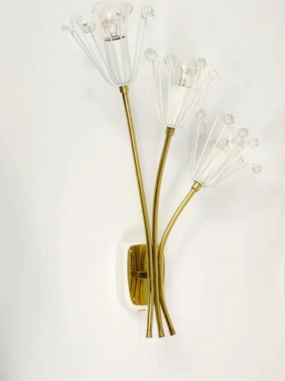 Emil Stejnar Two Large Emil Stejnar Flower Brass Sconces by Rupert Nikoll Austria 1950s