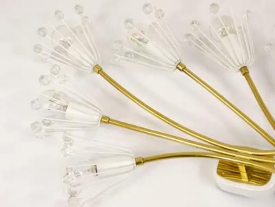 Emil Stejnar Two Large Emil Stejnar Flower Brass Sconces by Rupert Nikoll Austria 1950s