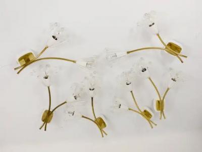 Emil Stejnar Two Large Emil Stejnar Flower Brass Sconces by Rupert Nikoll Austria 1950s