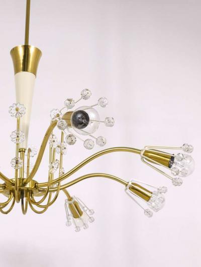 Emil Stejnar Unusual Emil Stejnar Brass Crystal Chandelier Rupert Nikoll Austria 1950s