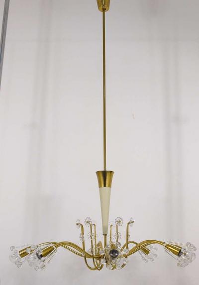 Emil Stejnar Unusual Emil Stejnar Brass Crystal Chandelier Rupert Nikoll Austria 1950s