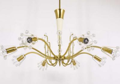 Emil Stejnar Unusual Emil Stejnar Brass Crystal Chandelier Rupert Nikoll Austria 1950s