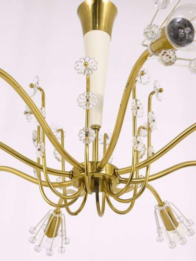 Emil Stejnar Unusual Emil Stejnar Brass Crystal Chandelier Rupert Nikoll Austria 1950s