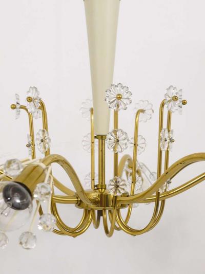 Emil Stejnar Unusual Emil Stejnar Brass Crystal Chandelier Rupert Nikoll Austria 1950s
