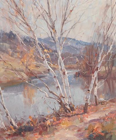 Emile Albert Gruppe Emile Albert Gruppe Fall Birches Along The River