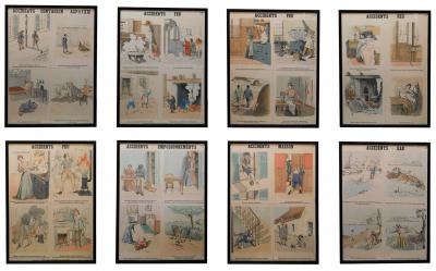 Emile Deyrolle 8 French Posters for Accident Prevention by Les Fils d Emile Deyrolle Paris