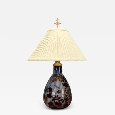 Emile Gall Art Nouveau Glass Table Lamp France 1920s