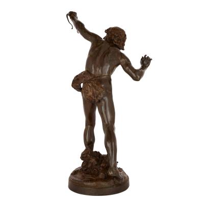 Emile Laporte Large patinated bronze figure of Actaeon by Emile Laporte