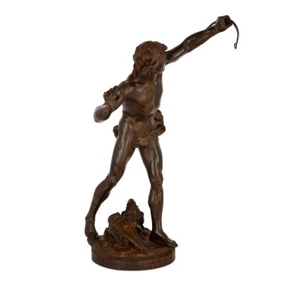 Emile Laporte Large patinated bronze figure of Actaeon by Emile Laporte