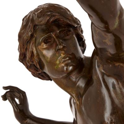 Emile Laporte Large patinated bronze figure of Actaeon by Emile Laporte