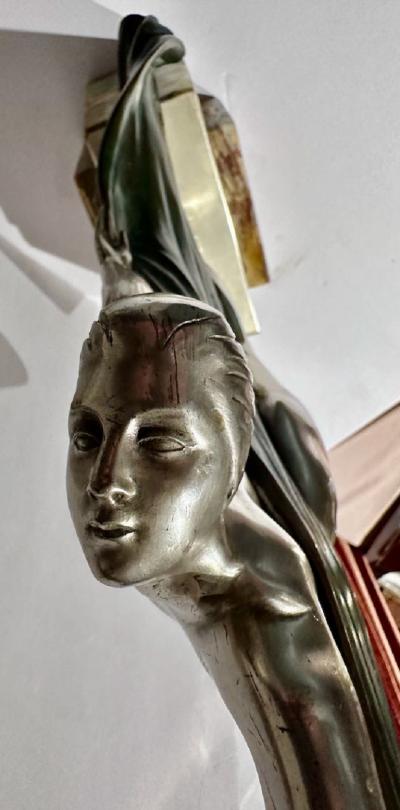 Emile Phillippe Art Deco French Sculptor Phillippe Draped Woman for Ovington Shop New York