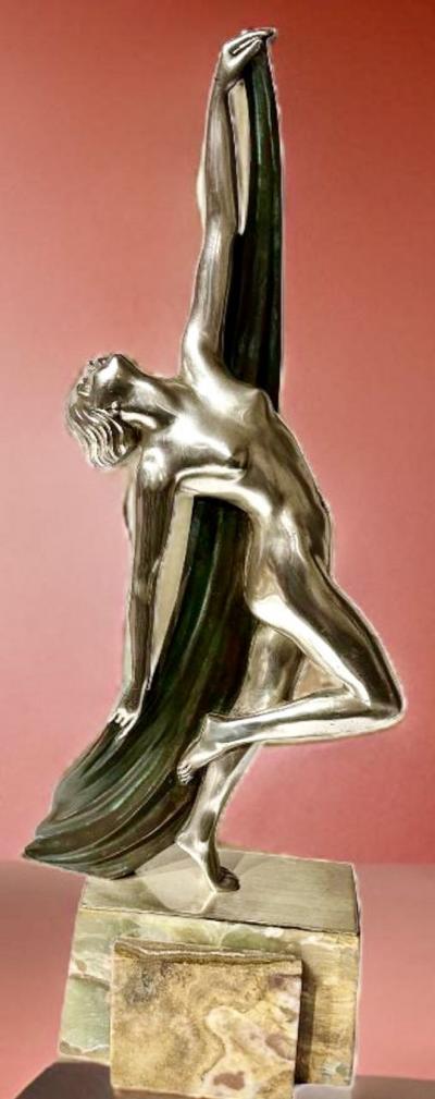 Emile Phillippe Art Deco French Sculptor Phillippe Draped Woman for Ovington Shop New York