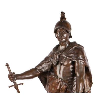 Emile Picault Huge Antique French Bronze Roman Soldier Sculpture by Picault